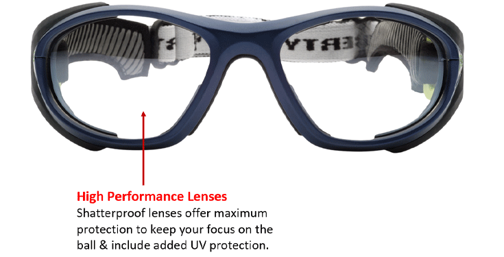 shatterproof lenses for maximum protection to keep your focus on the ball with add UV protection